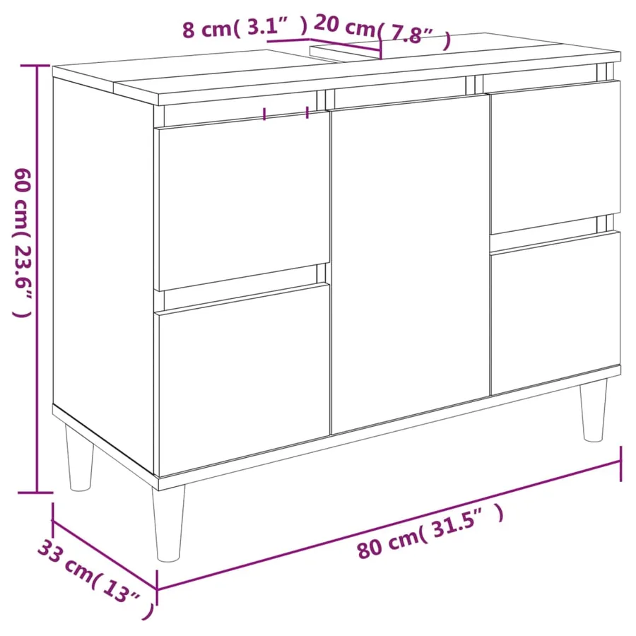 Ensemble de meubles de salle de bain 3 pcs Sonoma gris - 9