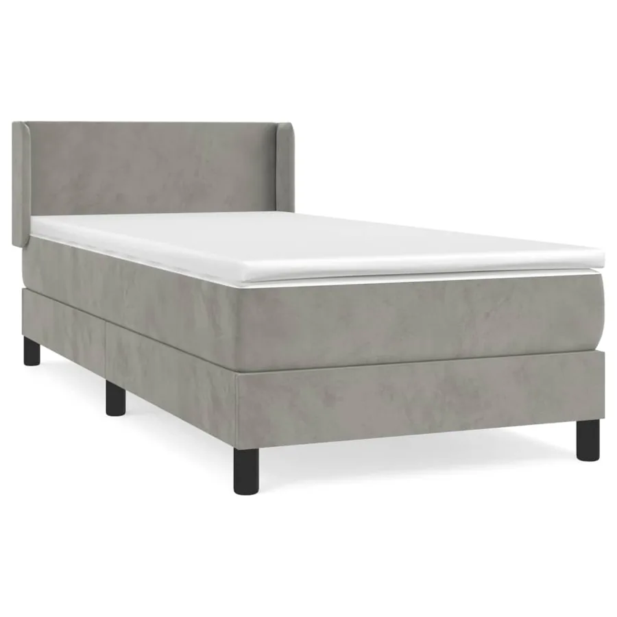 Sommier à lattes de lit et matelas Gris clair 80x200 cm Velours - 2
