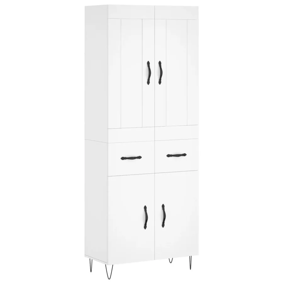 Buffet haut Blanc 69,5x34x180 cm Bois d'ingénierie - 2