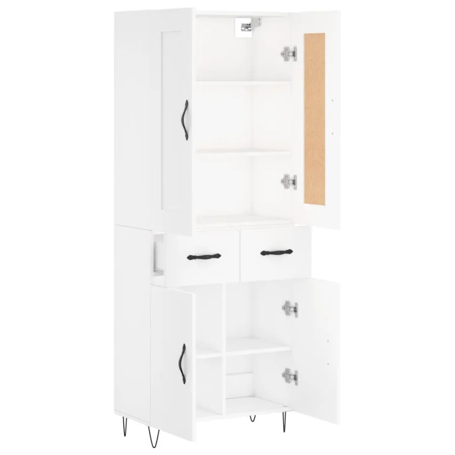 Buffet haut Blanc 69,5x34x180 cm Bois d'ingénierie - 4