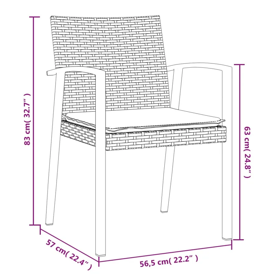 Ensemble à manger de jardin 7 pcs coussins résine tressée acier - 10