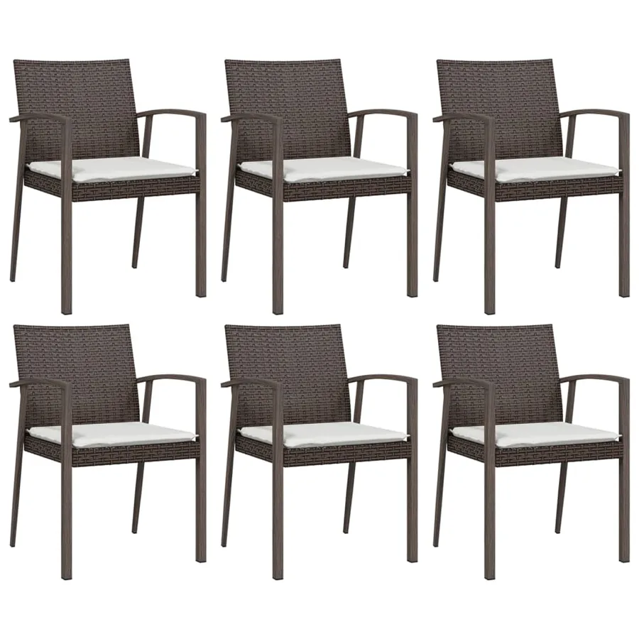 Ensemble à manger de jardin 7 pcs coussins résine tressée acier - 4