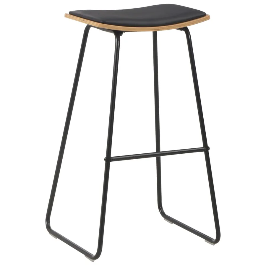 Tabourets de bar lot de 4 noir similicuir - 2