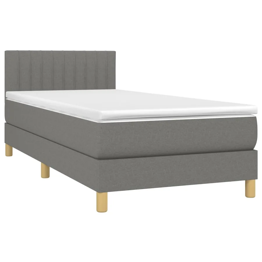 Sommier à lattes de lit avec matelas et LED Gris foncé 90x190cm - 4