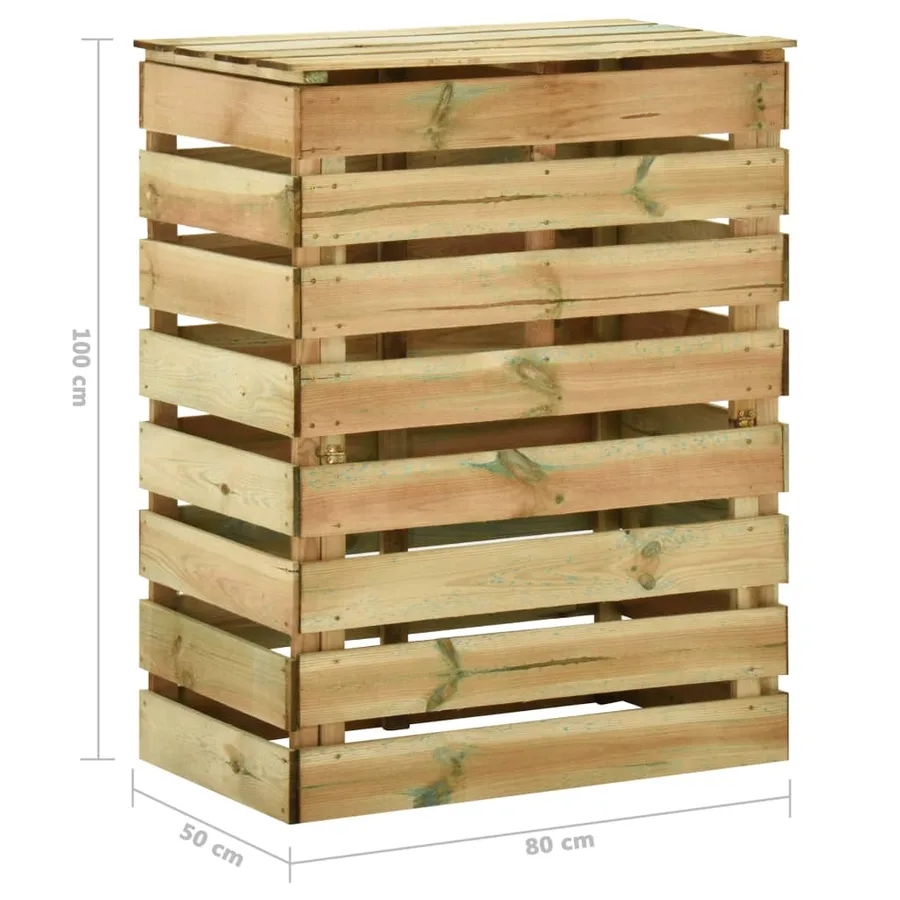 Composteur de jardin à lattes 4 pcs 80x50x100 cm Pin imprégné - 8