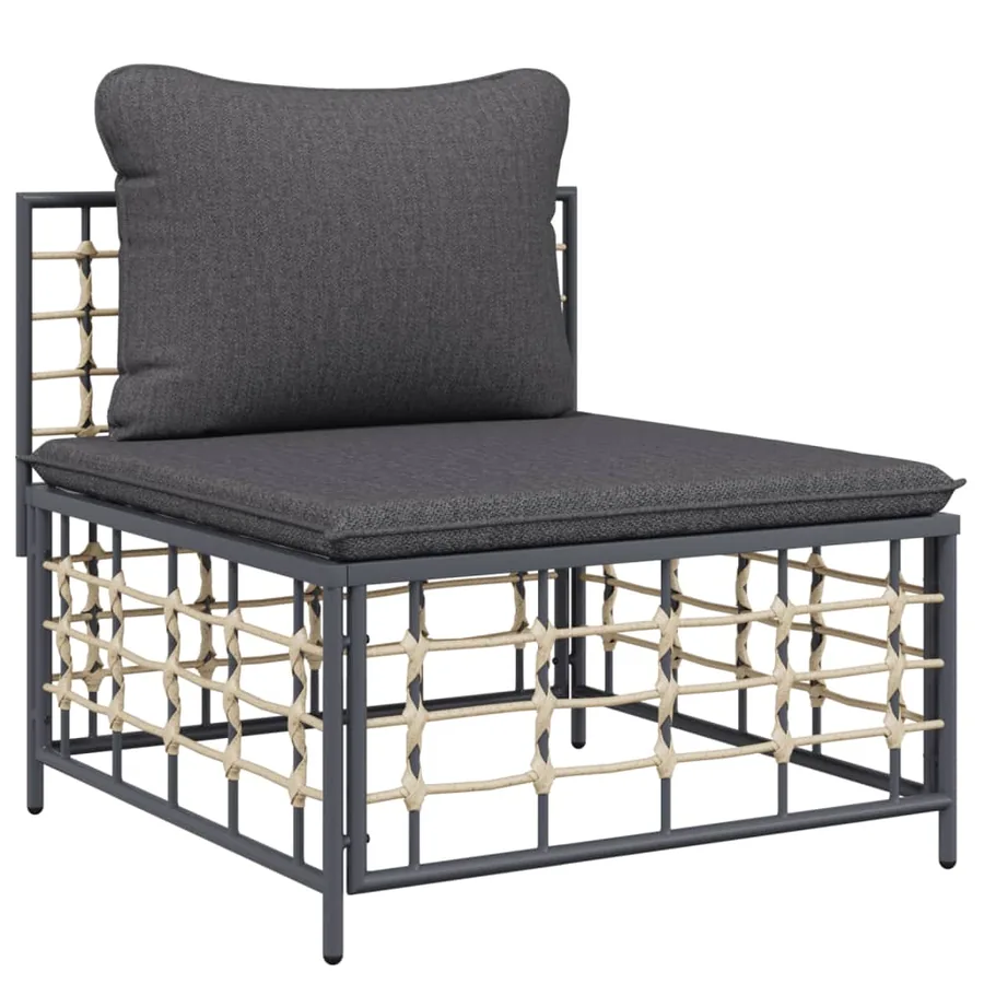 Salon de jardin 9 pcs avec coussins anthracite résine tressée - 5
