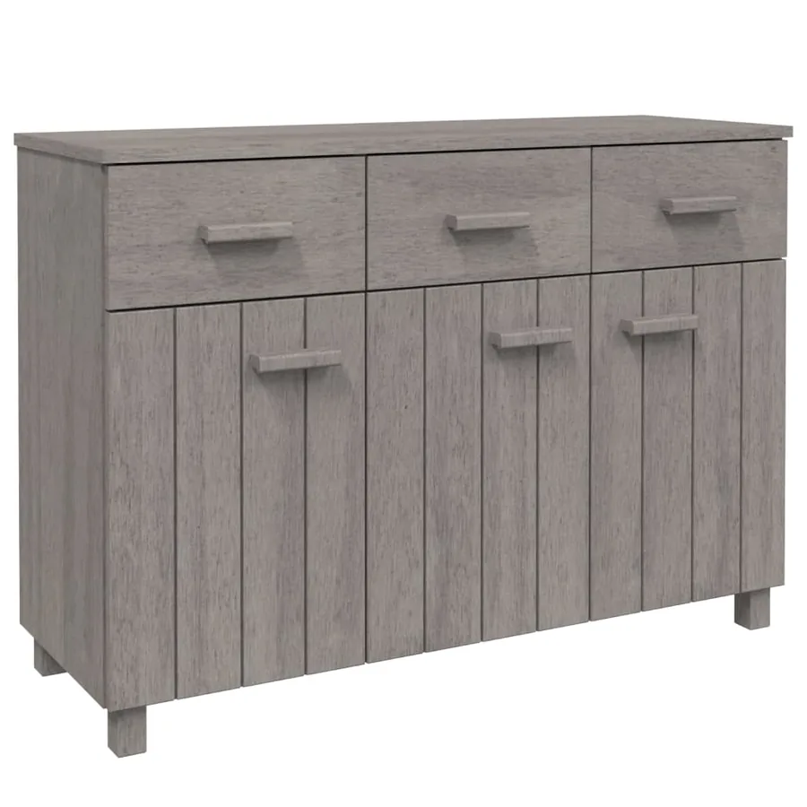 Buffet HAMAR Gris clair 113x40x80 cm Bois massif de pin - 2