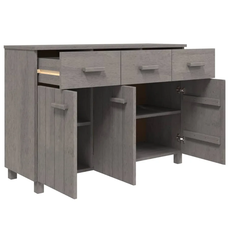 Buffet HAMAR Gris clair 113x40x80 cm Bois massif de pin - 3