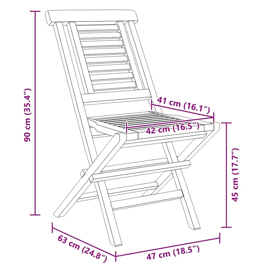 Chaises de jardin pliantes lot de 4 47x63x90cm bois massif teck - 5