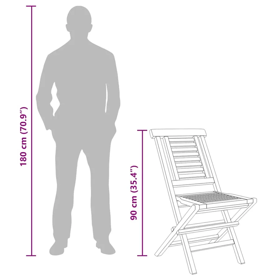 Chaises de jardin pliantes lot de 4 47x63x90cm bois massif teck - 6