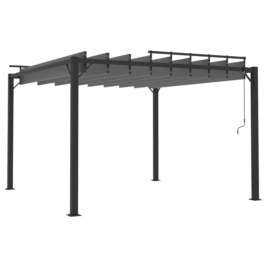 Tonnelle avec toit à persienne 3x3 m Anthracite Tissu aluminium - 5