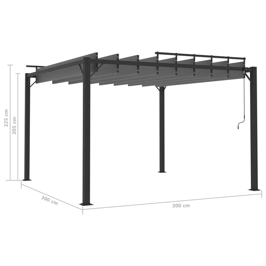 Tonnelle avec toit à persienne 3x3 m Anthracite Tissu aluminium - 8