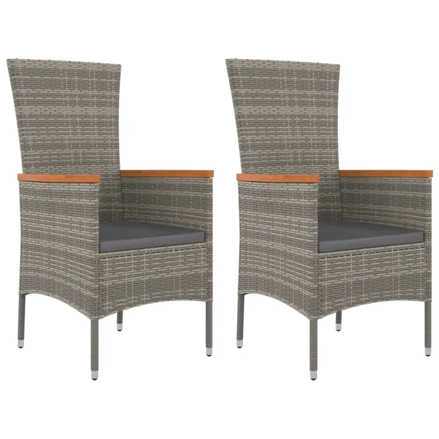 Chaises de jardin avec coussins lot de 2 Résine tressée Gris - 2
