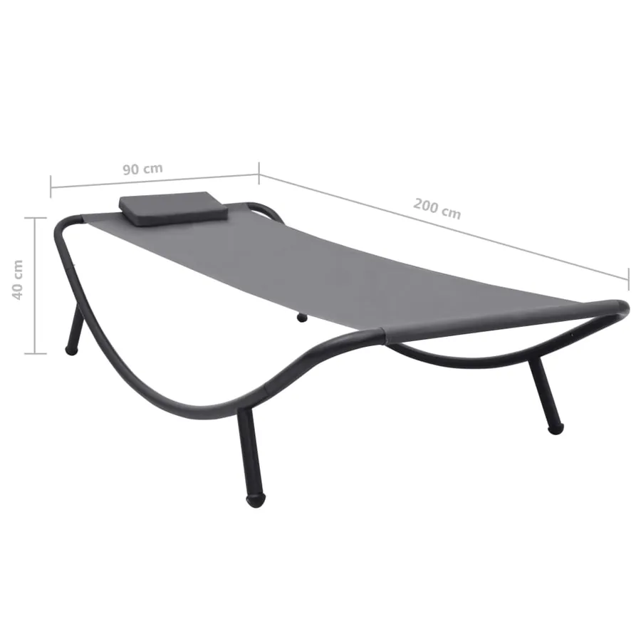 Lit de jardin Gris 200x90 cm Acier - 7