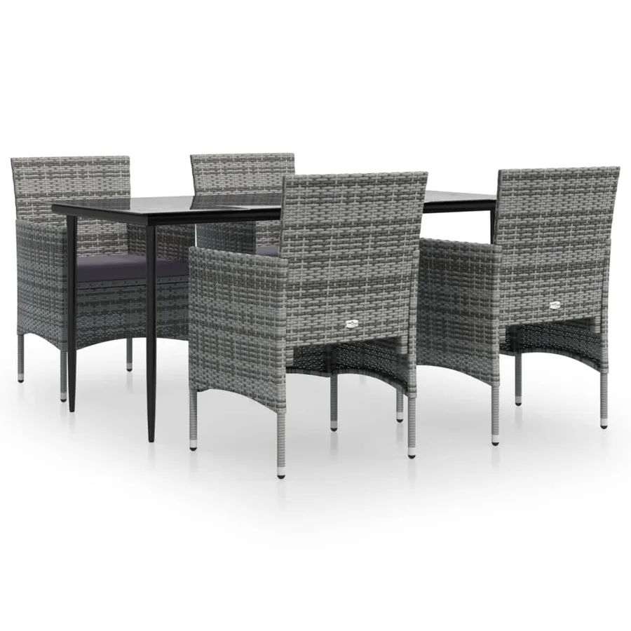 Ensemble à manger de jardin et coussins 5pcs Gris/noir - 2