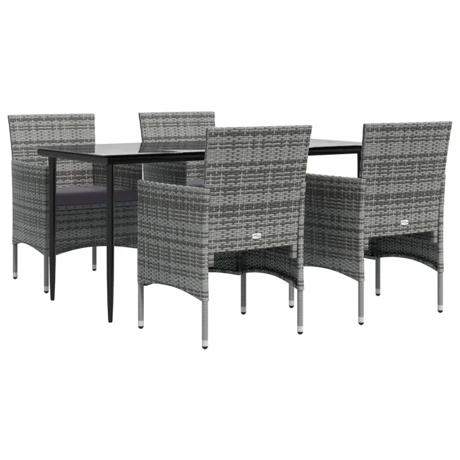 Ensemble à manger de jardin et coussins 5pcs Gris/noir - 3