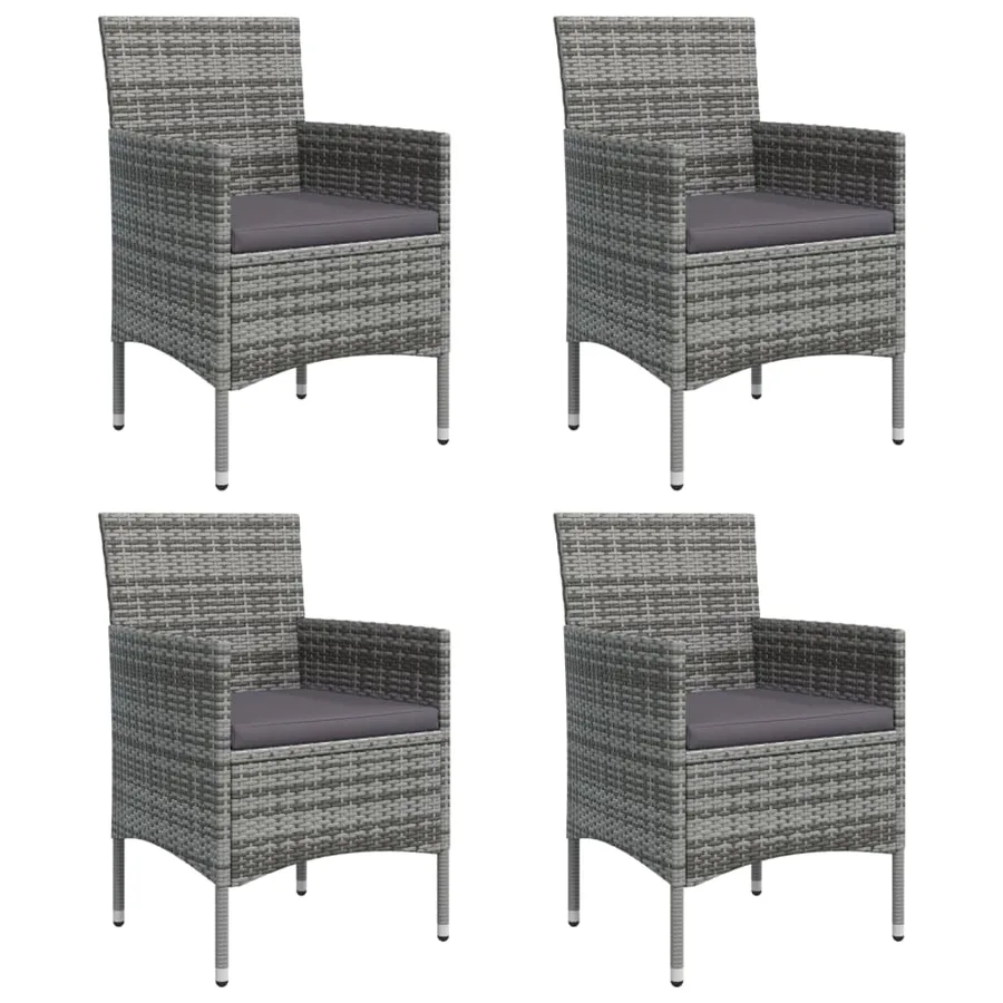 Ensemble à manger de jardin et coussins 5pcs Gris/noir - 4