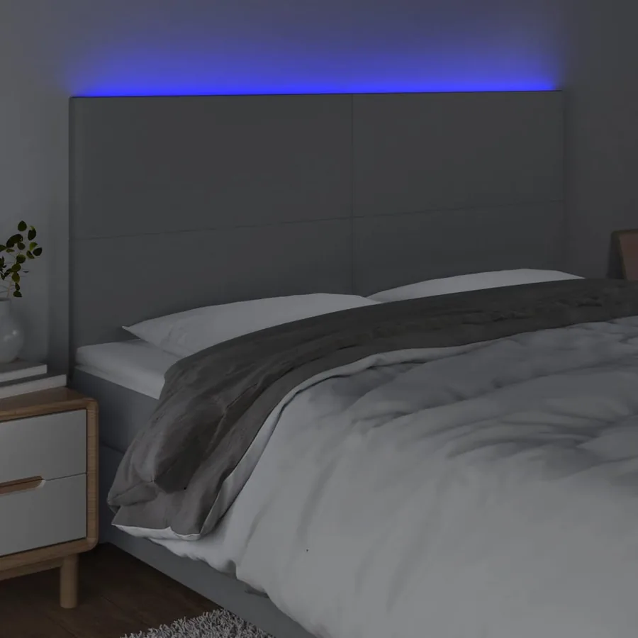 Tête de lit à LED Gris clair 200x5x118/128 cm Tissu - 3