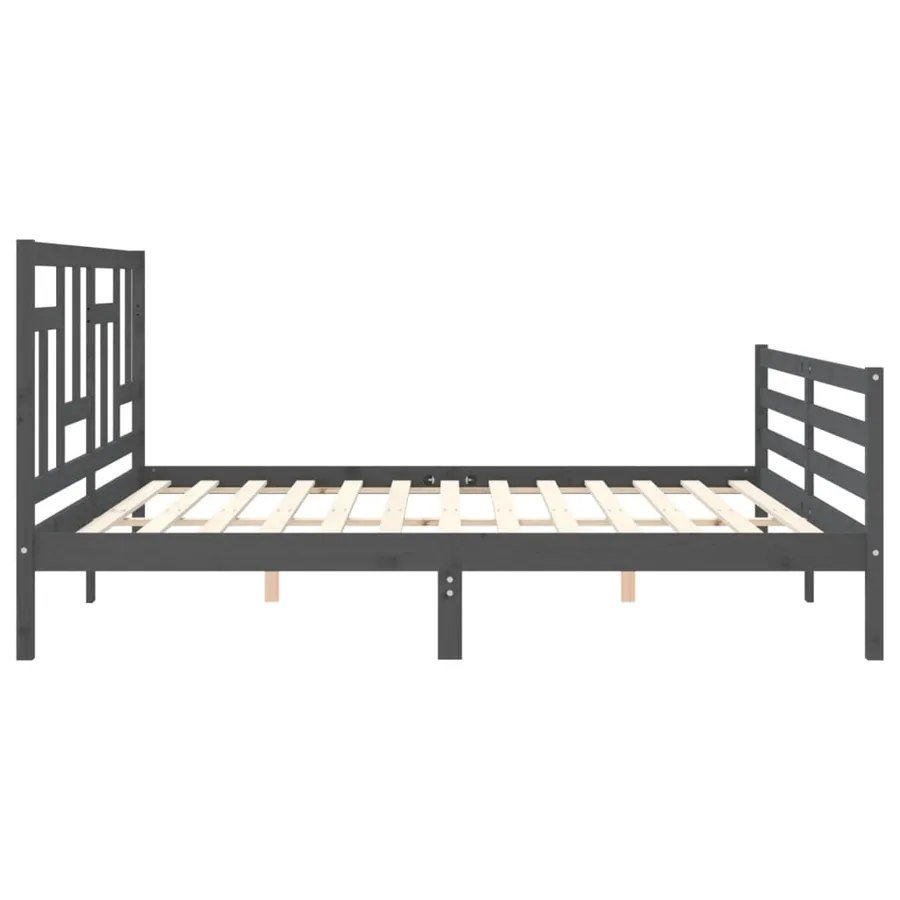 Cadre de lit sans matelas gris 200x200 cm bois massif - 7