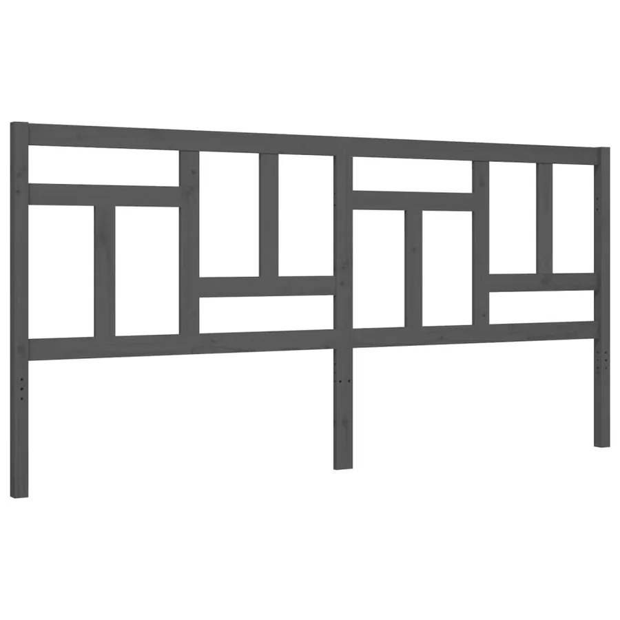 Cadre de lit sans matelas gris 200x200 cm bois massif - 9