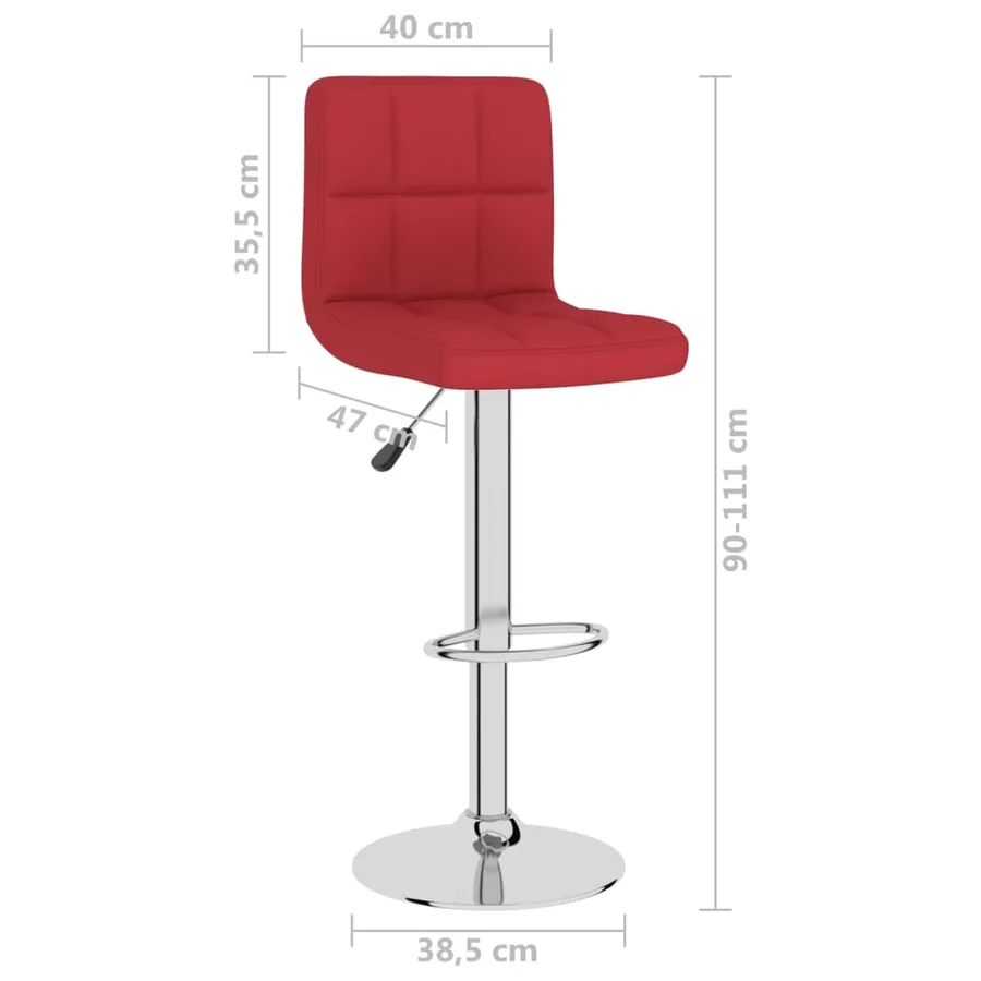 Tabourets de bar lot de 2 rouge bordeaux tissu - 10