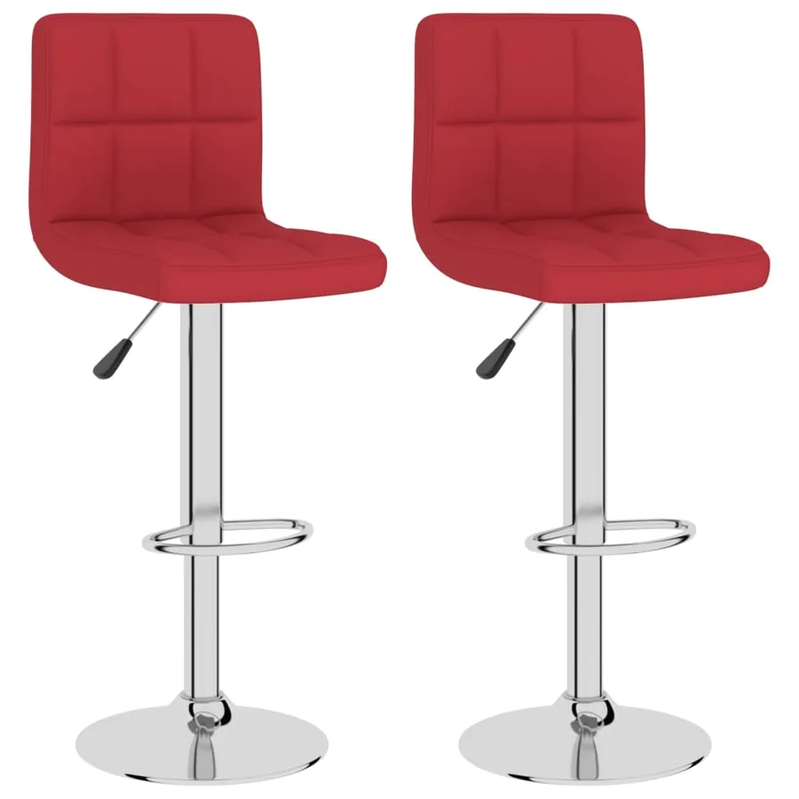 Tabourets de bar lot de 2 rouge bordeaux tissu - 2