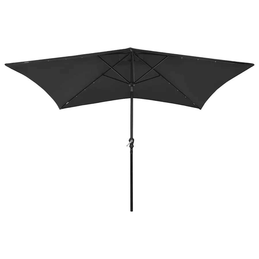 Parasol de jardin avec LED et mât en acier noir 2x3 m - 2