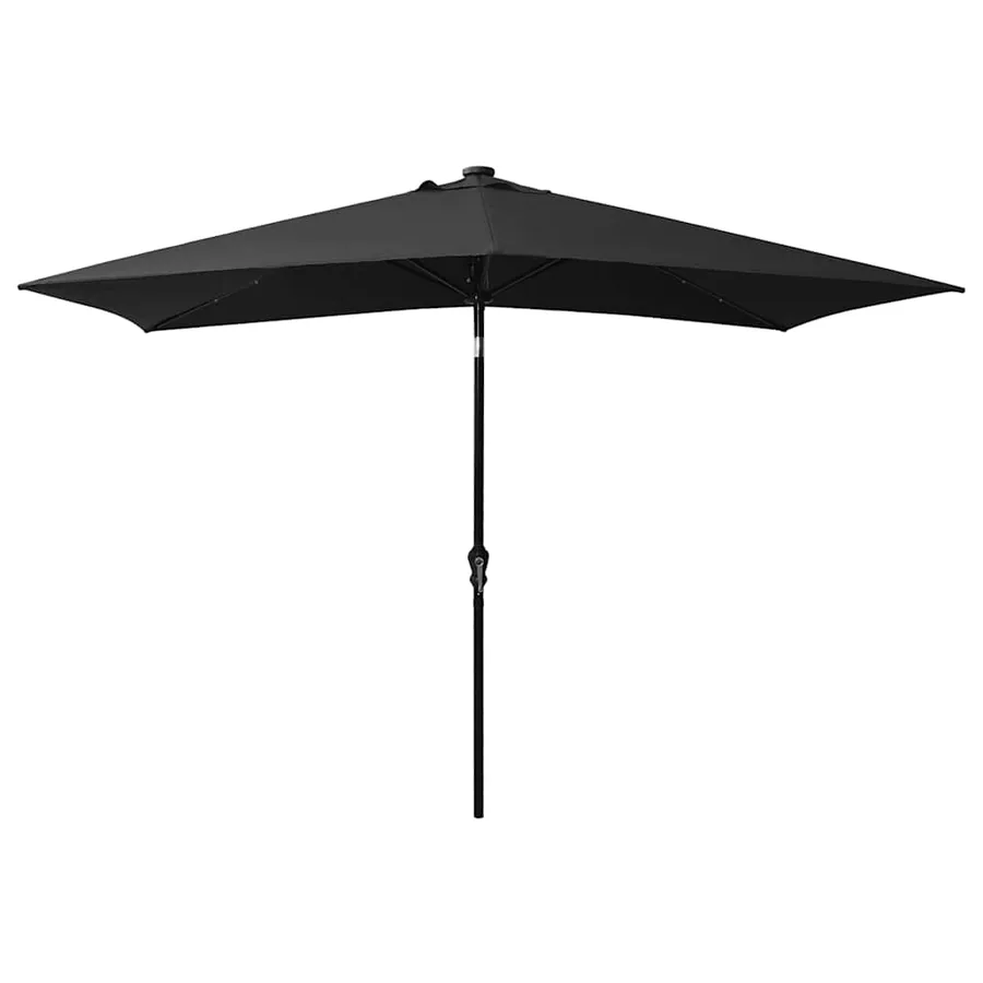 Parasol de jardin avec LED et mât en acier noir 2x3 m - 3