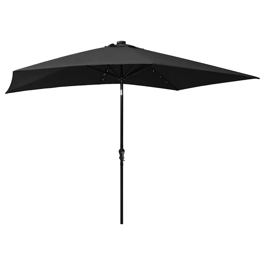 Parasol de jardin avec LED et mât en acier noir 2x3 m - 4