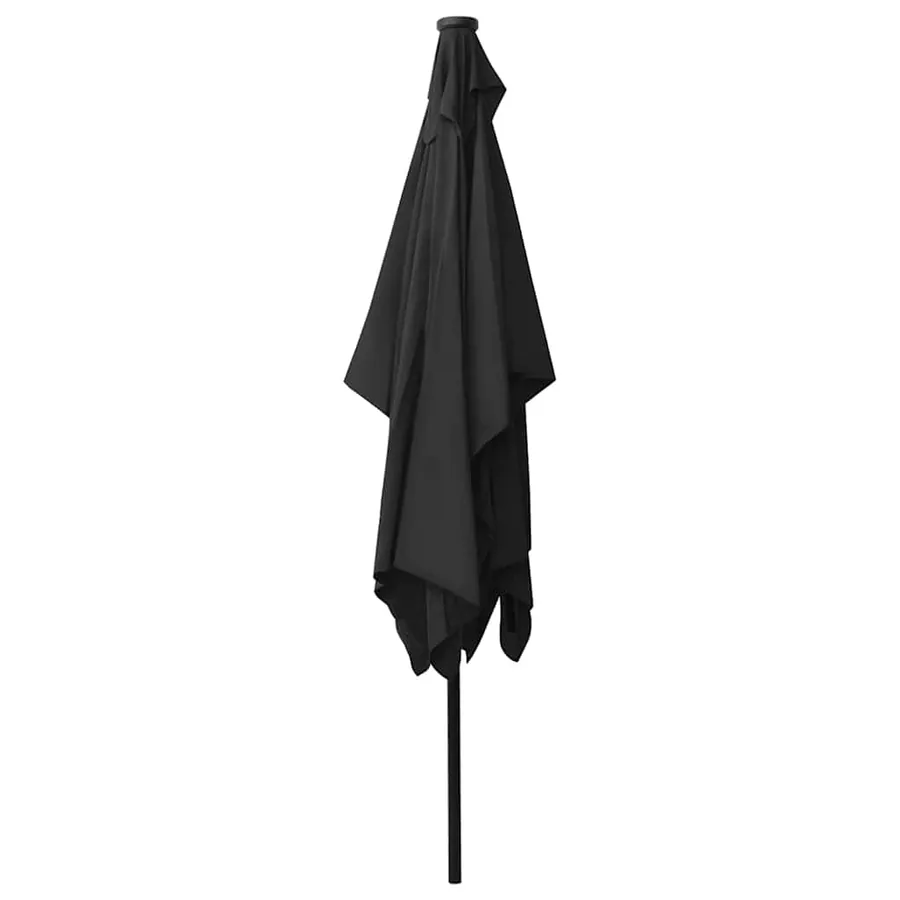 Parasol de jardin avec LED et mât en acier noir 2x3 m - 6