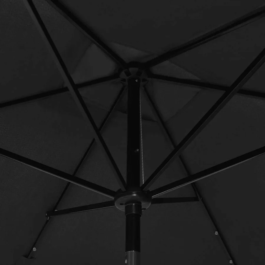Parasol de jardin avec LED et mât en acier noir 2x3 m - 9