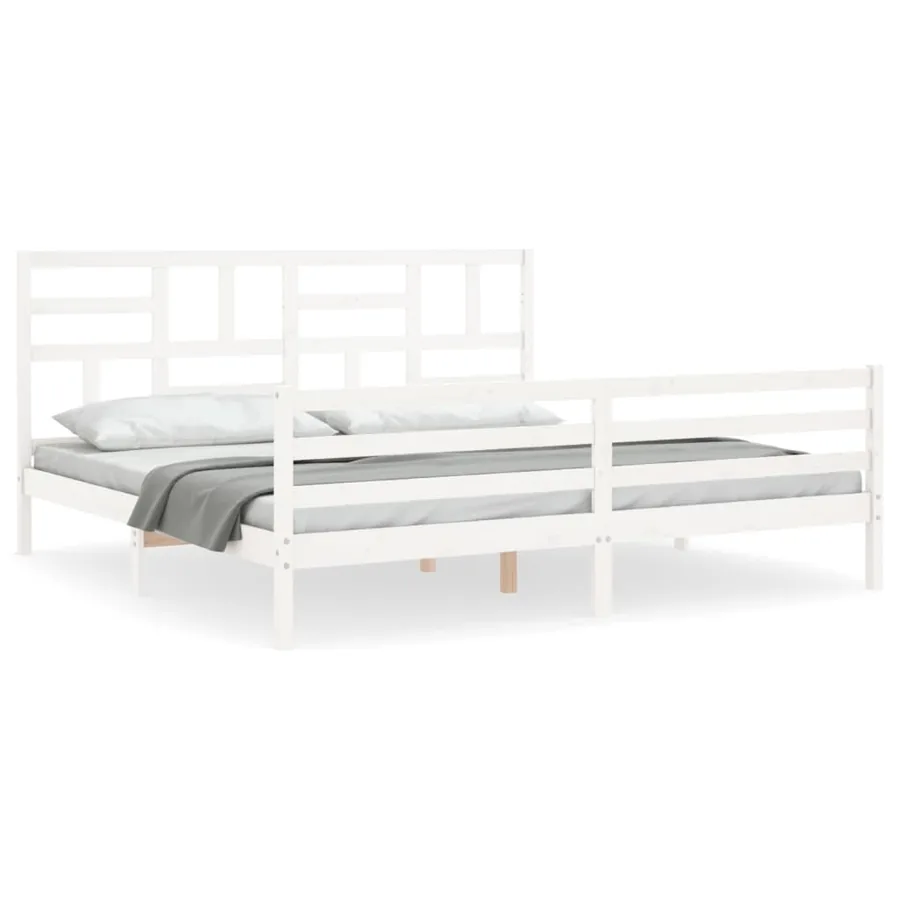 Cadre de lit sans matelas blanc 200x200 cm bois massif - 2