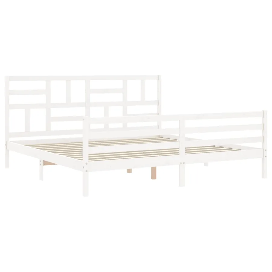 Cadre de lit sans matelas blanc 200x200 cm bois massif - 3
