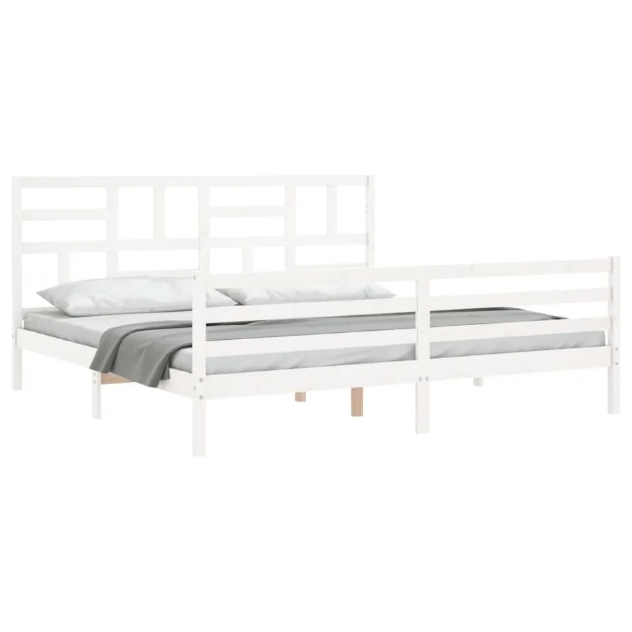 Cadre de lit sans matelas blanc 200x200 cm bois massif - 5