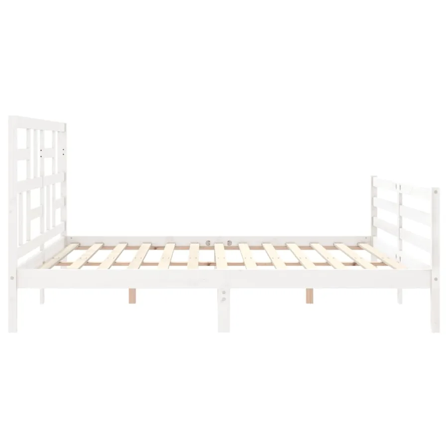 Cadre de lit sans matelas blanc 200x200 cm bois massif - 7