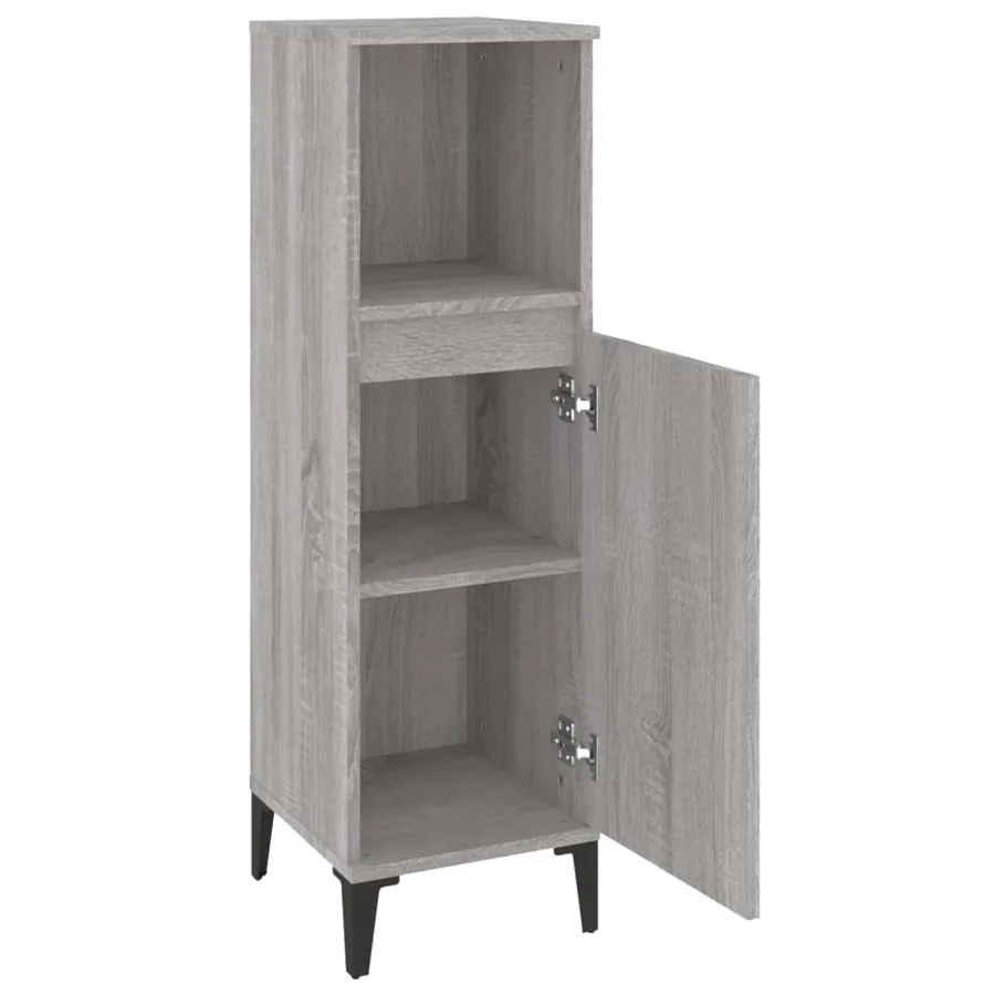 Armoire salle de bain sonoma gris 30x30x100 cm - 6