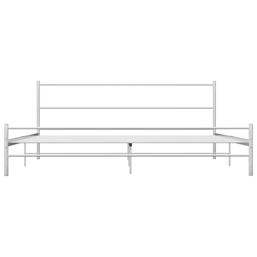 Cadre de lit sans matelas blanc métal 200x200 cm - 3