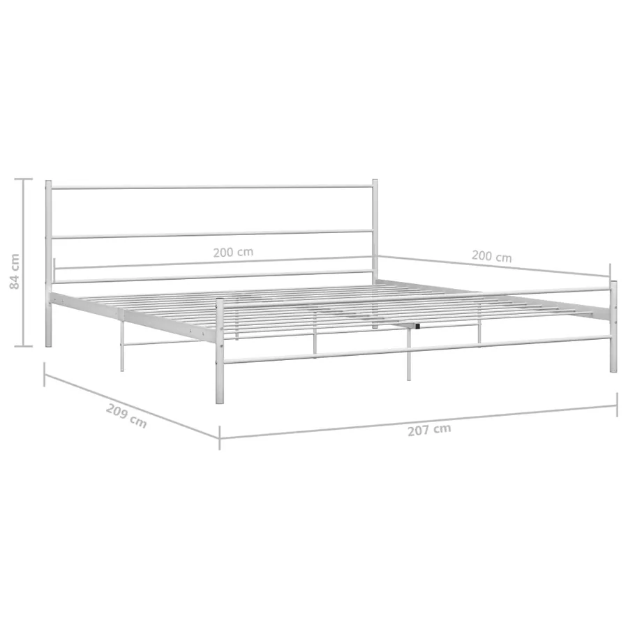 Cadre de lit sans matelas blanc métal 200x200 cm - 7