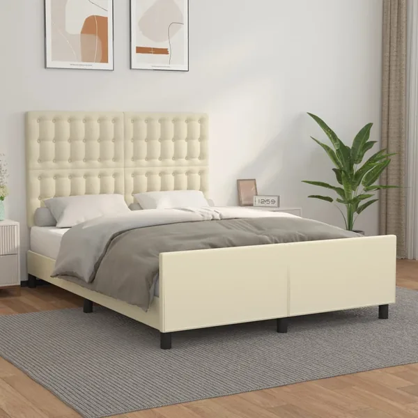 Cadre de lit sans matelas crème 140x190 cm similicuir