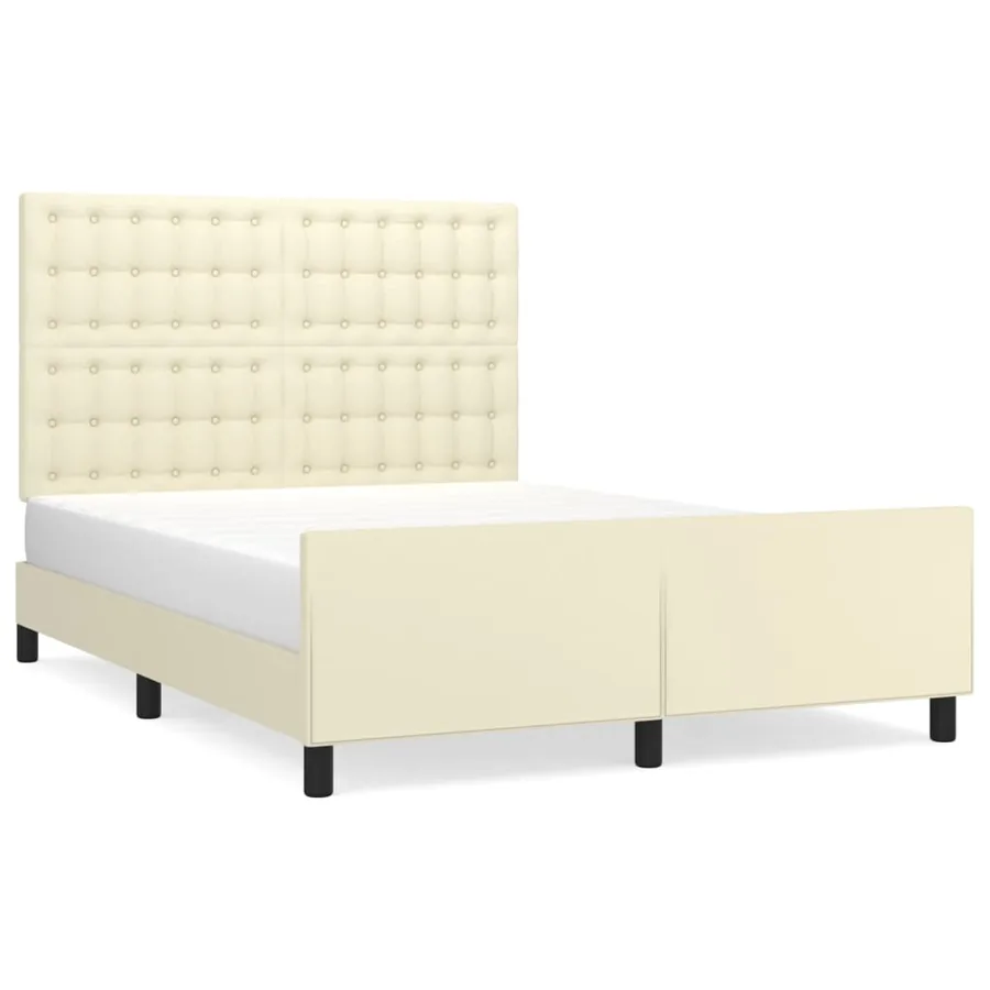 Cadre de lit sans matelas crème 140x190 cm similicuir - 2