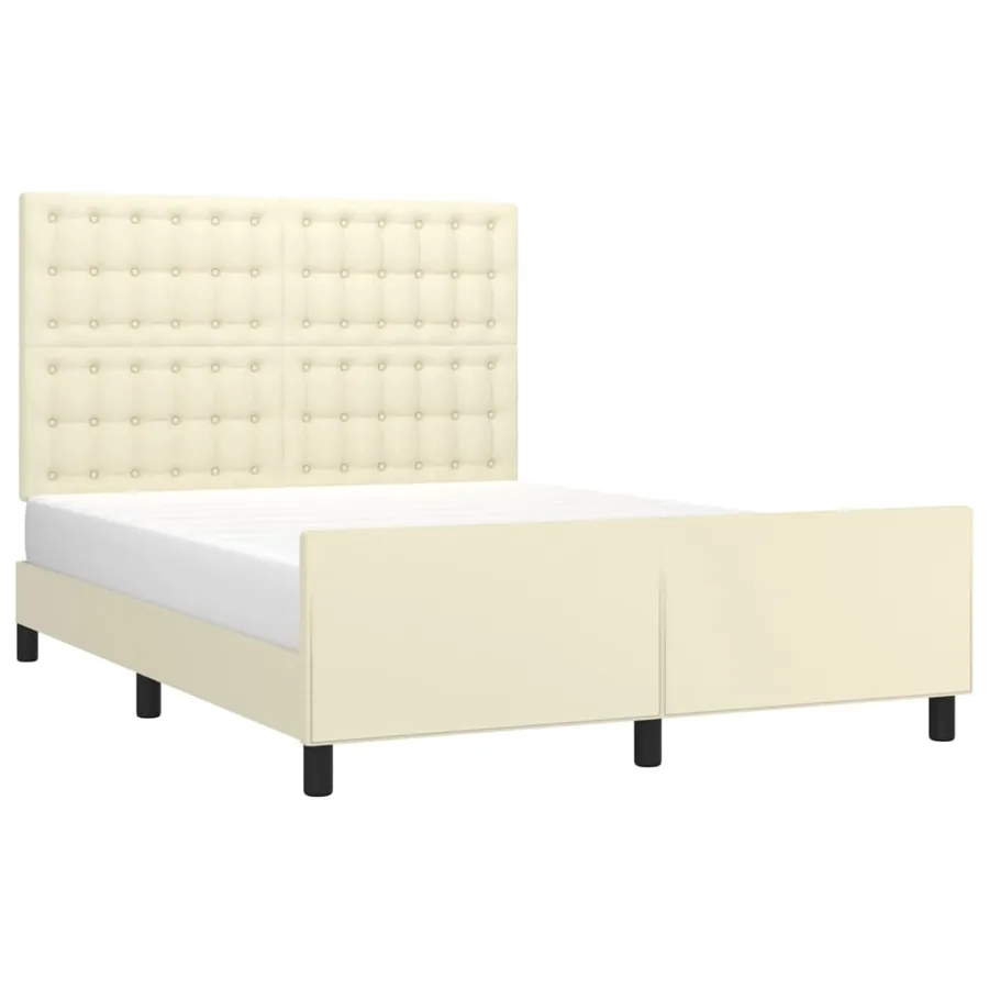 Cadre de lit sans matelas crème 140x190 cm similicuir - 3