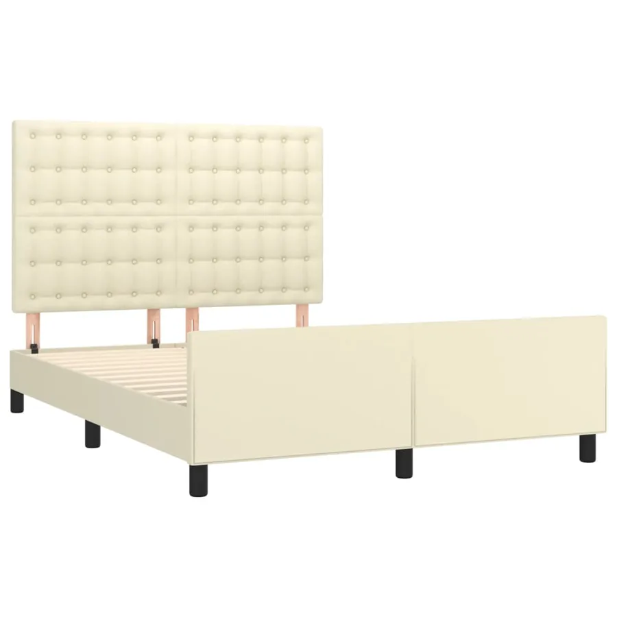 Cadre de lit sans matelas crème 140x190 cm similicuir - 4