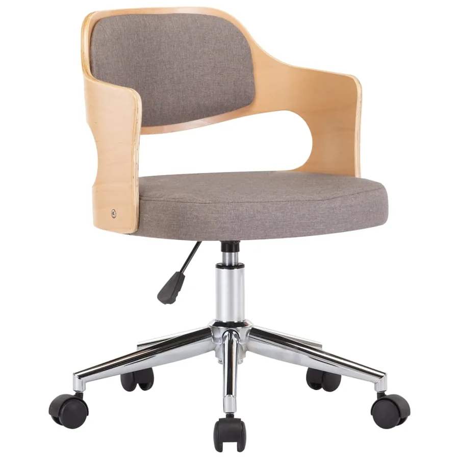 Chaise pivotante à manger Taupe Bois courbé et tissu - 2