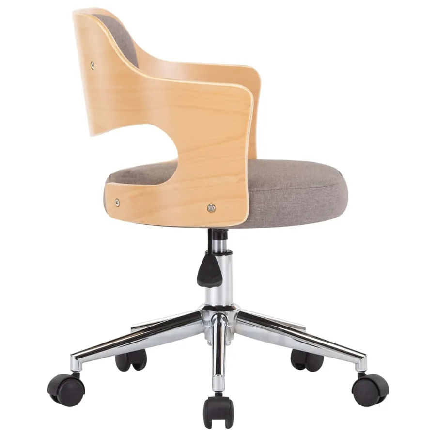 Chaise pivotante à manger Taupe Bois courbé et tissu - 5