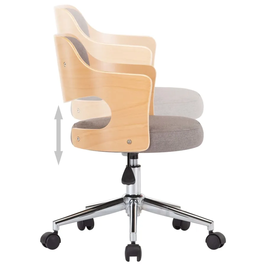 Chaise pivotante à manger Taupe Bois courbé et tissu - 6
