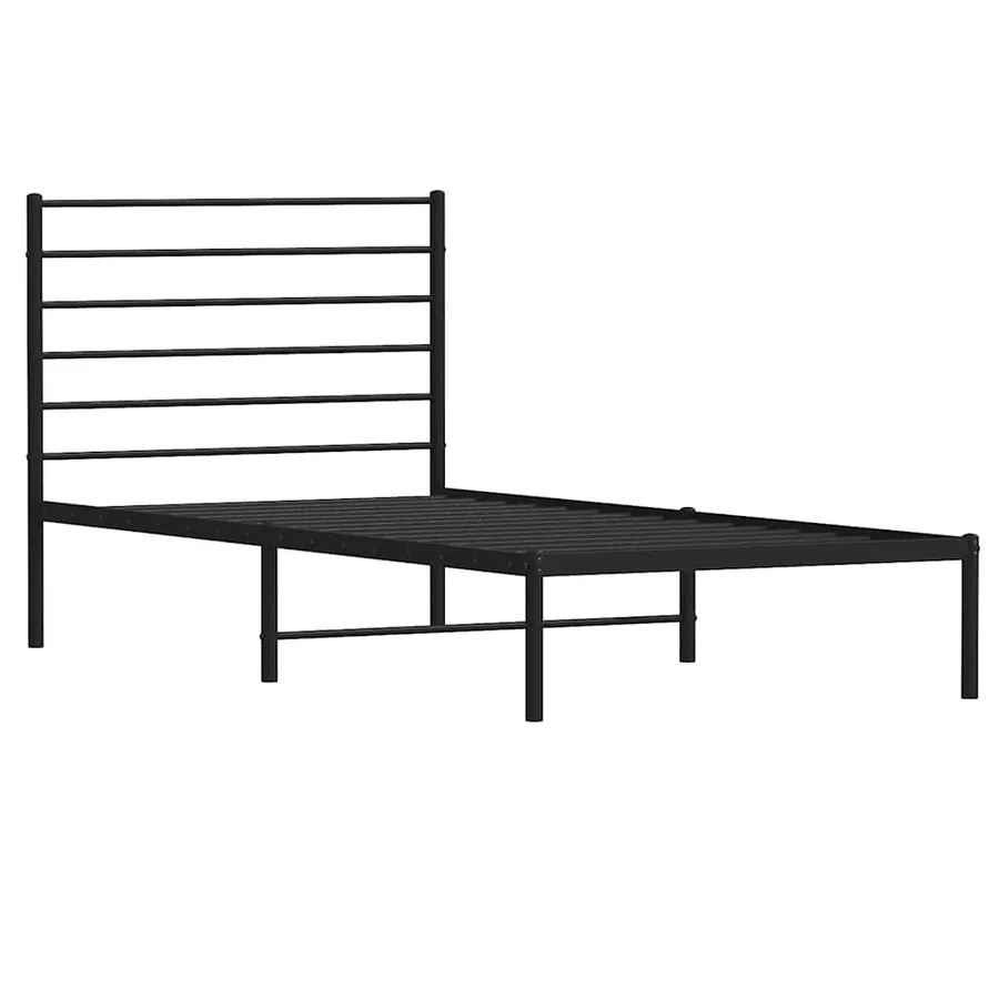 Cadre de lit métal sans matelas avec tête de lit noir 75x190 cm - 4