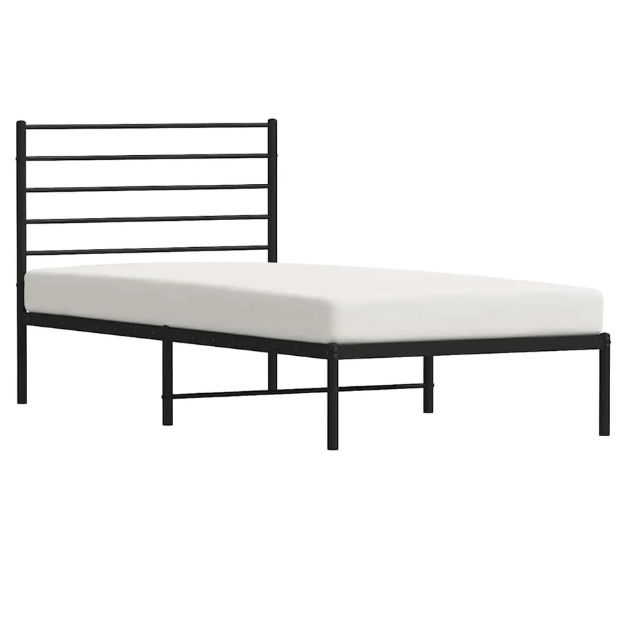 Cadre de lit métal sans matelas avec tête de lit noir 75x190 cm - 5