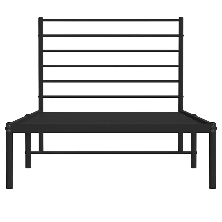 Cadre de lit métal sans matelas avec tête de lit noir 75x190 cm - 6