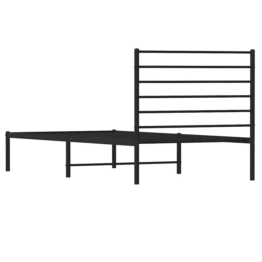 Cadre de lit métal sans matelas avec tête de lit noir 75x190 cm - 8