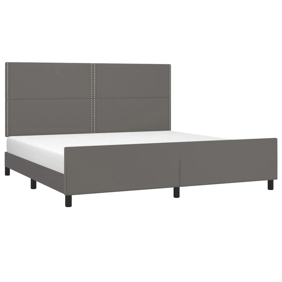 Cadre de lit sans matelas gris 200x200 cm similicuir - 3